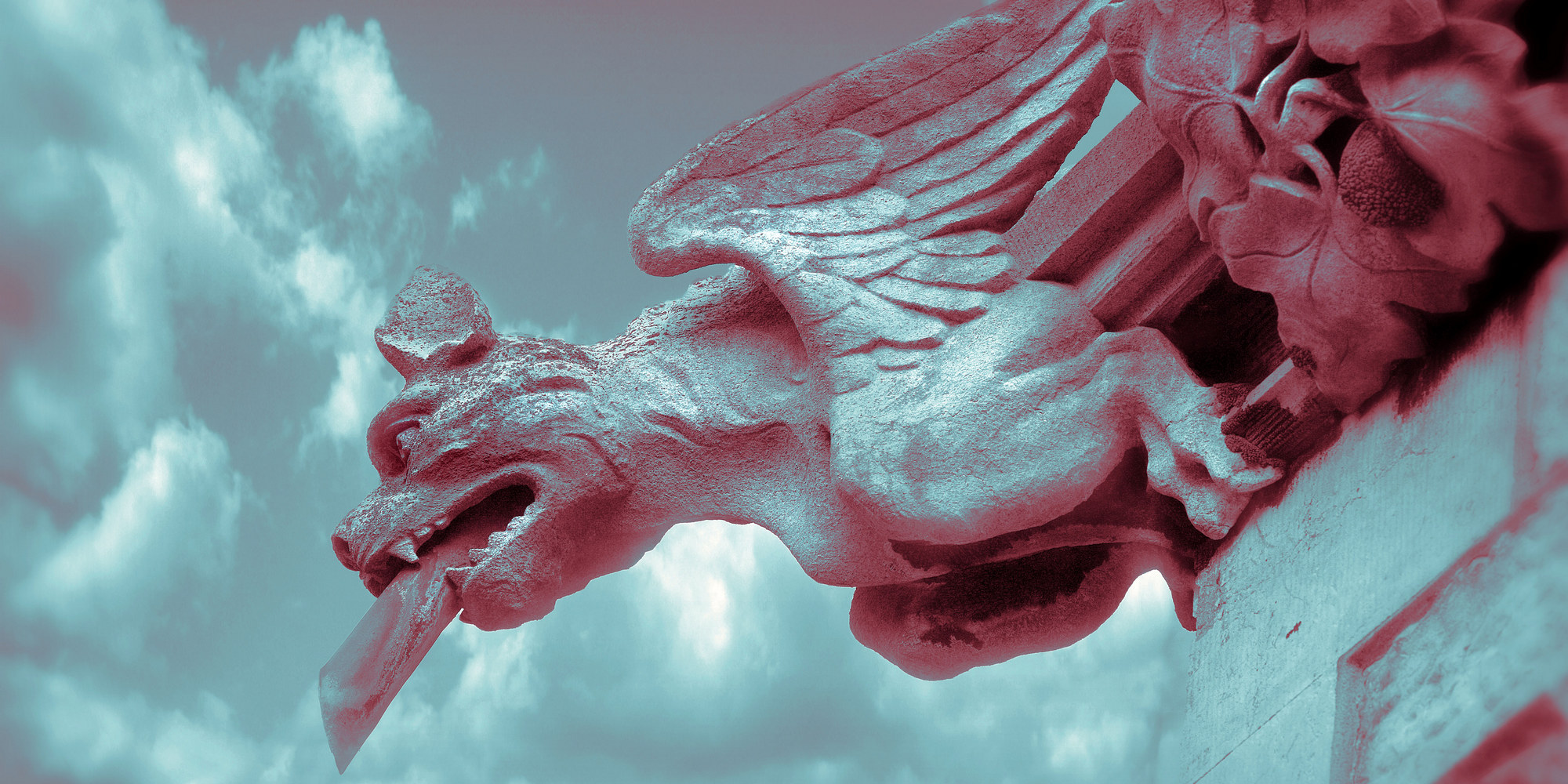 a gargoyle guarding the church of st margaret bodelwyddan conwy north wales. Image shot 2008. Exact date unknown.