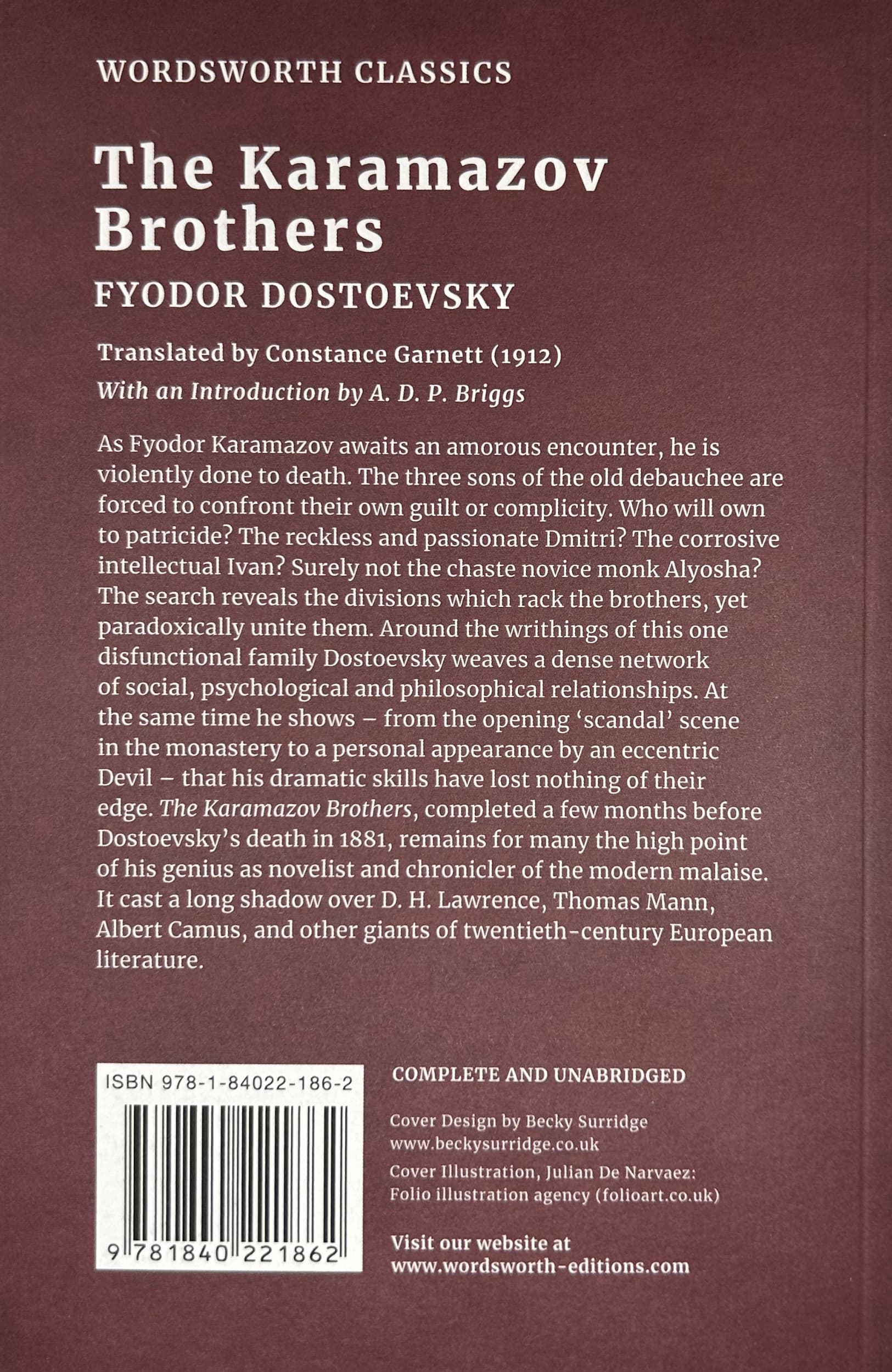 The Brothers Karamazov - Back Cover